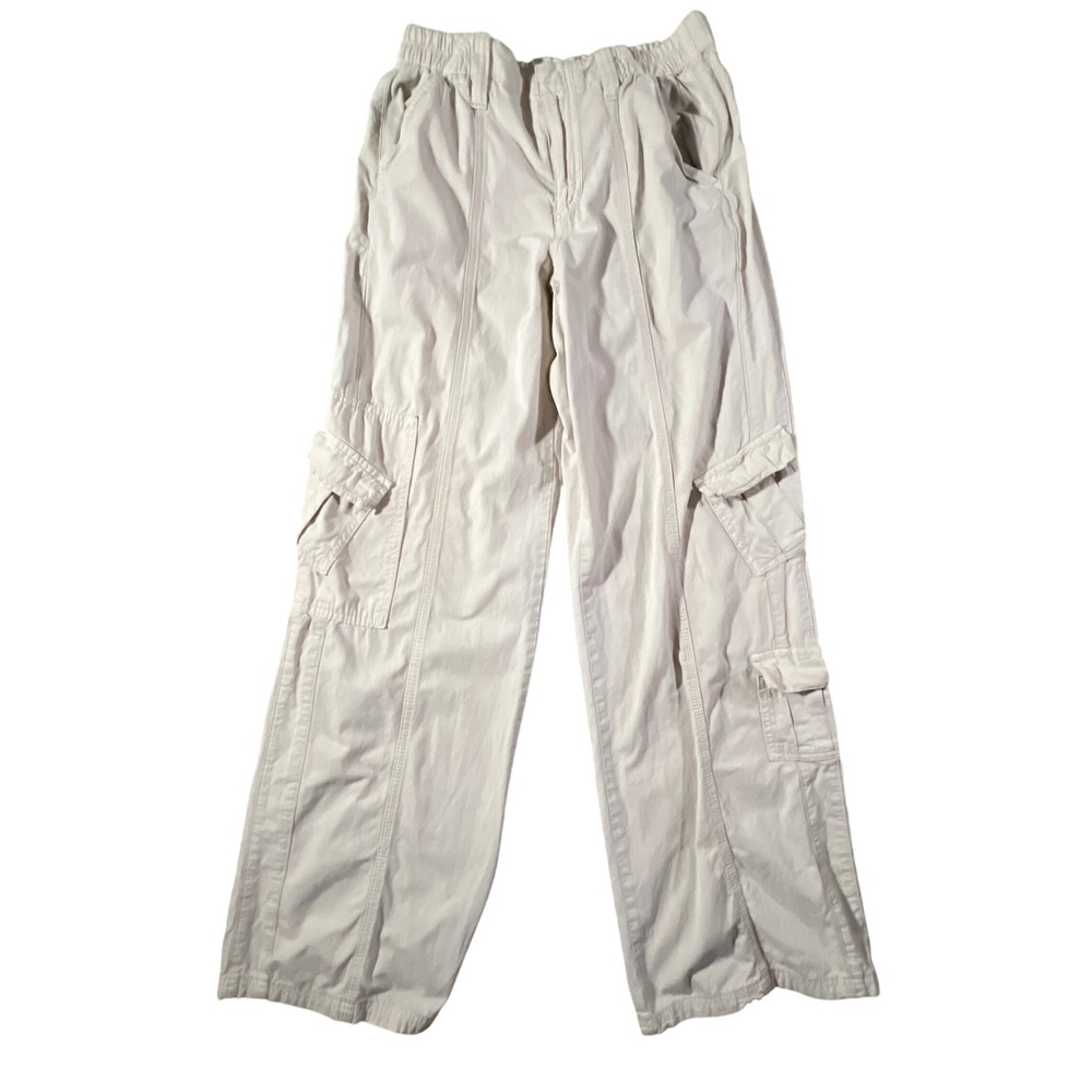 BDG Urban Outfitters Y2K Cargo Pants Womens S Cream Wide Leg Elastic Waist Seam